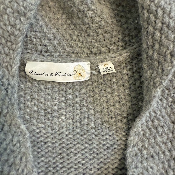 Anthropologie Charlie & Robin Wool Blend Puff Sleeve Floral Button Cardigan - Picture 6 of 8